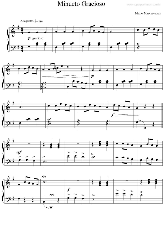 Partitura da música Minueto Gracioso