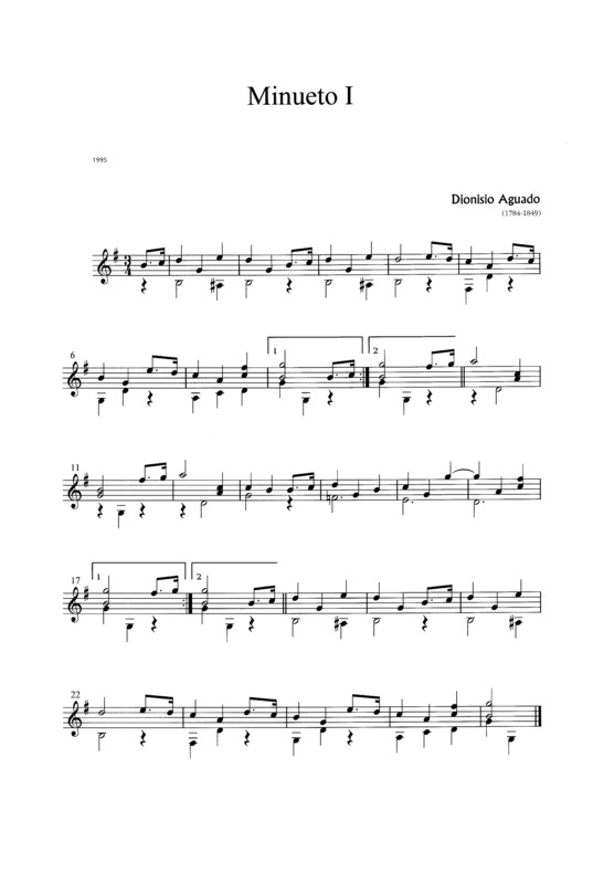 Partitura da música Minueto I v.2