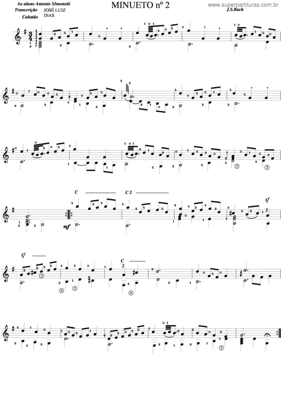 Partitura da música Minueto Il