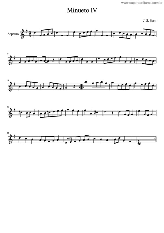 Partitura da música Minueto Lv