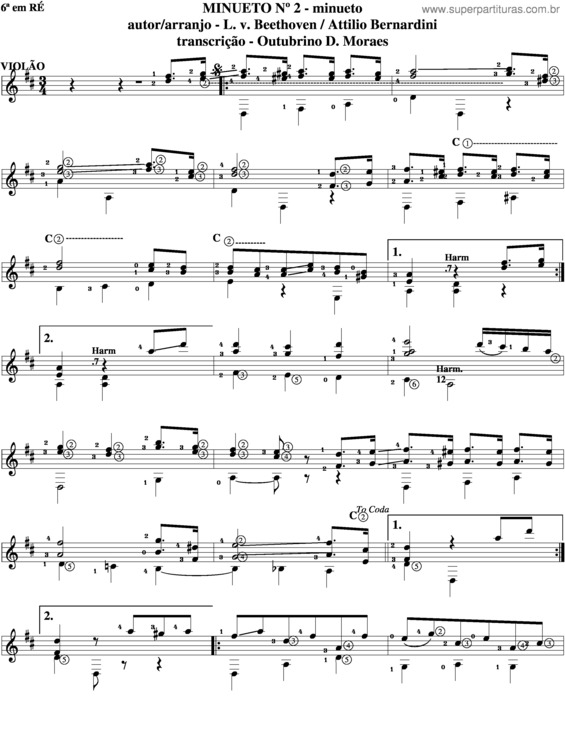 Partitura da música Minueto v.10