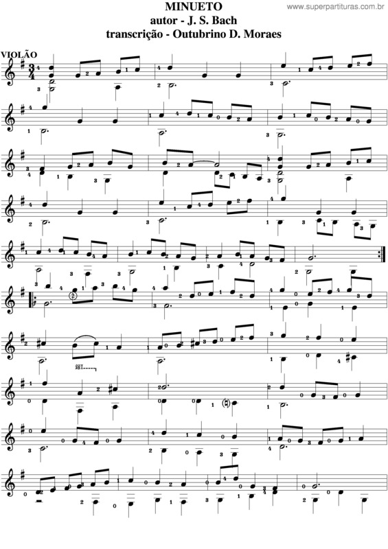 Partitura da música Minueto v.12