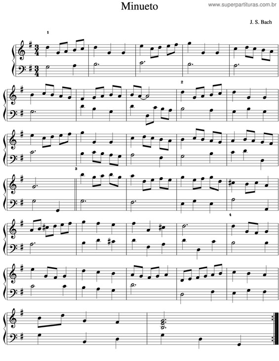 Partitura da música Minueto v.14