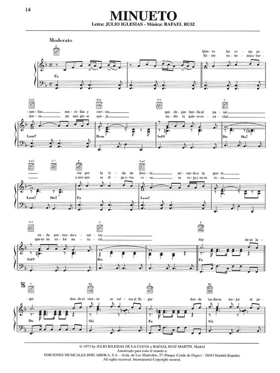 Partitura da música Minueto v.16
