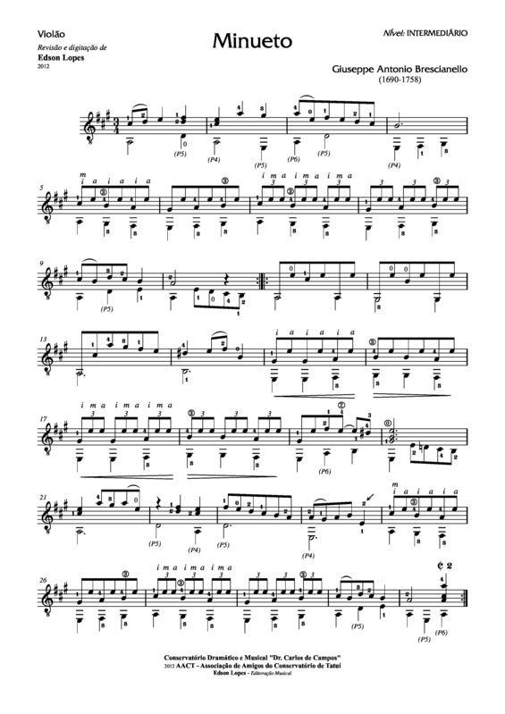 Partitura da música Minueto v.17