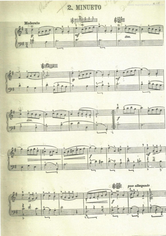 Partitura da música Minueto v.2