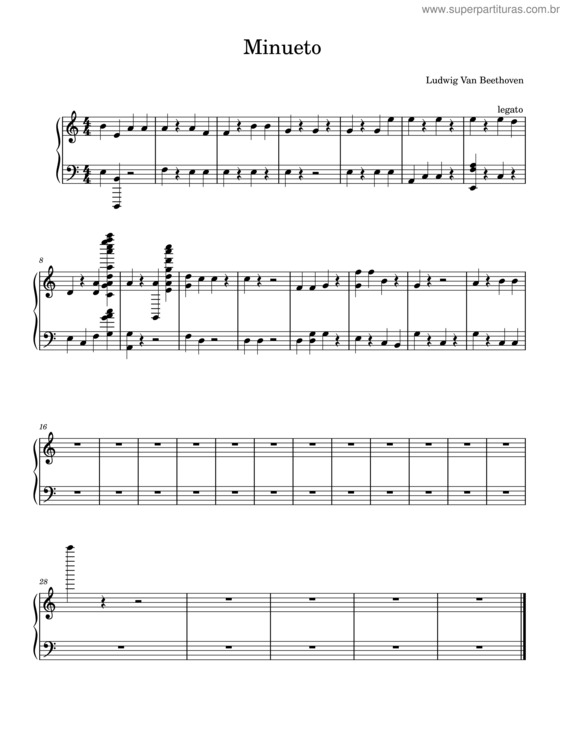 Partitura da música Minueto v.52