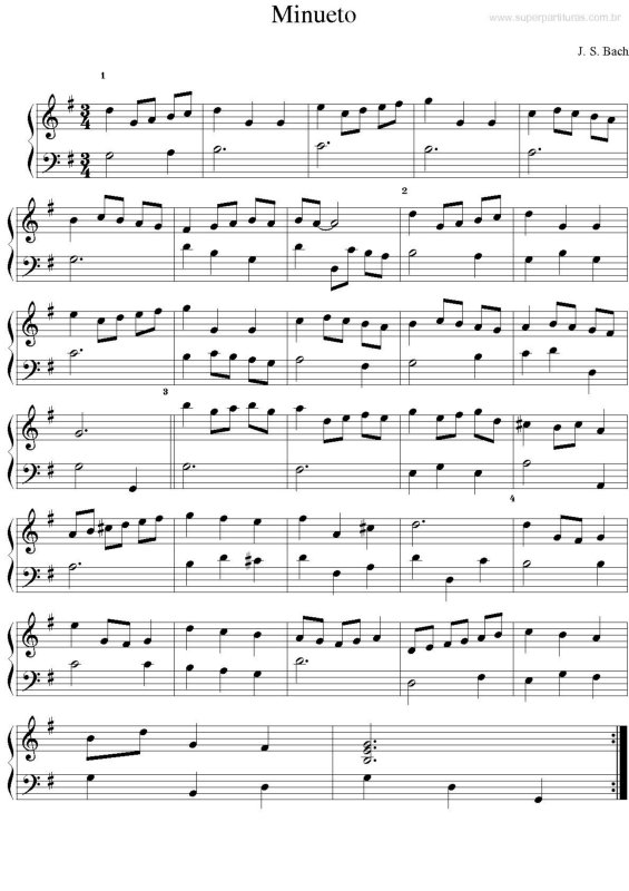 Partitura da música Minueto v.6