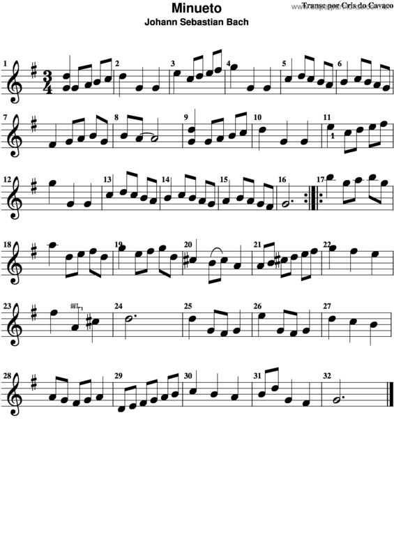 Partitura da música Minueto v.8