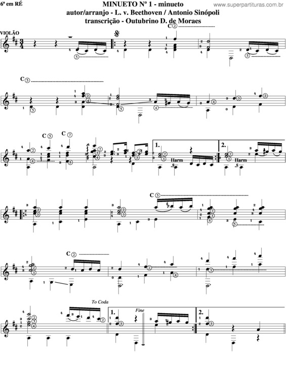 Partitura da música Minueto v.9