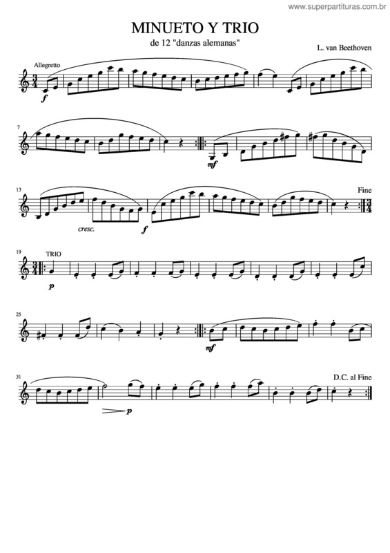 Partitura da música Minueto Y Trio