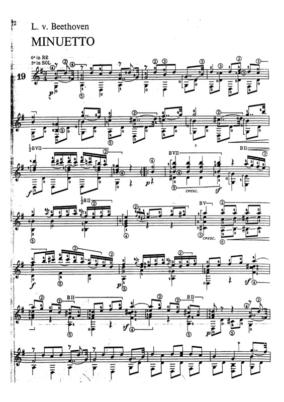 Partitura da música Minuetto In G