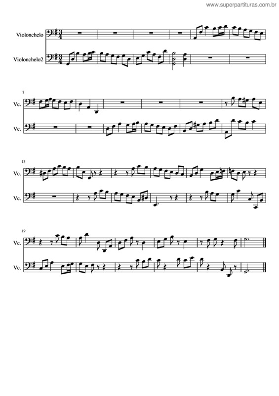 Partitura da música Minuetto Primo