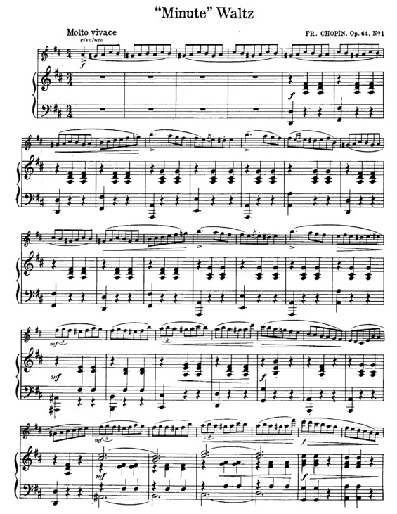 Partitura da música Minute Waltz