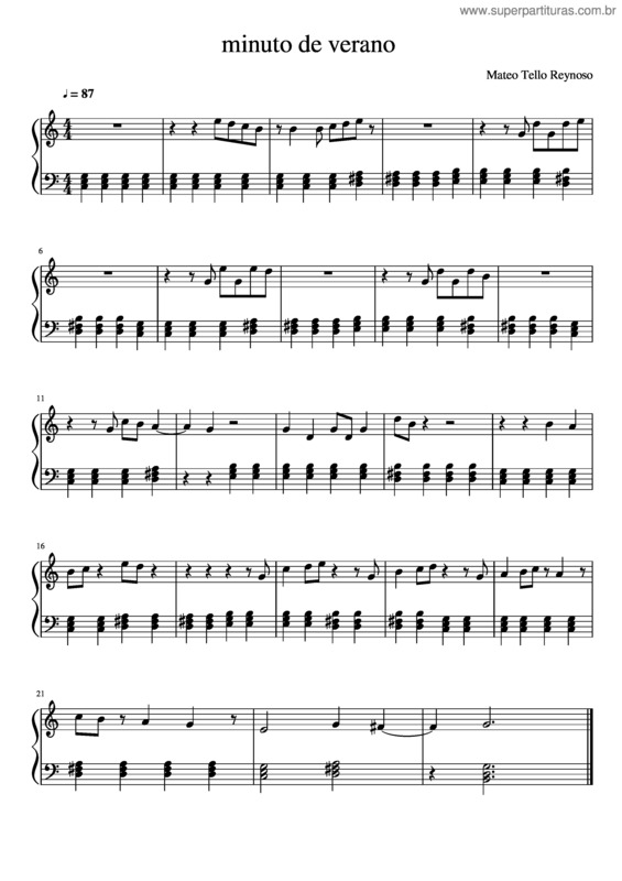 Partitura da música Minuto De Verano