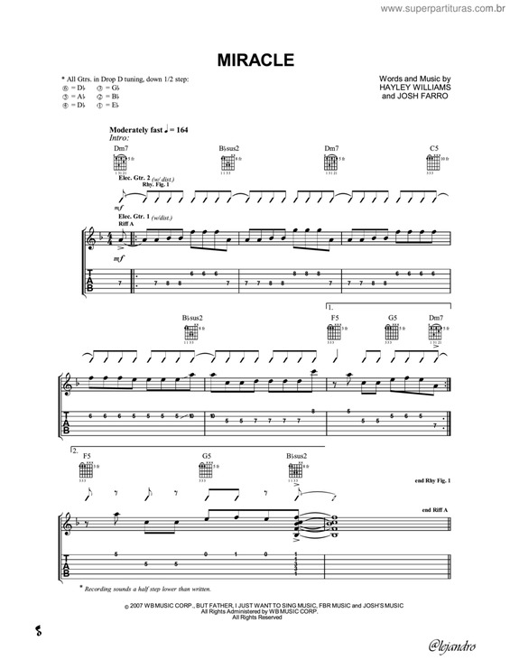 Partitura da música Miracle v.2