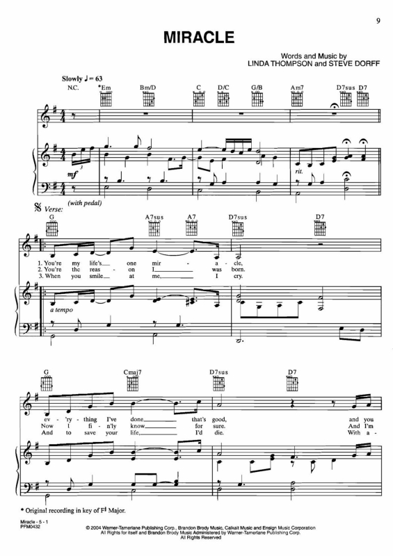 Partitura da música Miracle