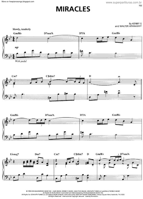 Partitura da música Miracles v.3