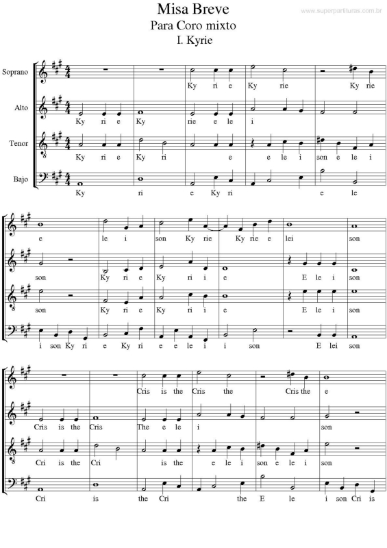 Partitura da música Misa Breve