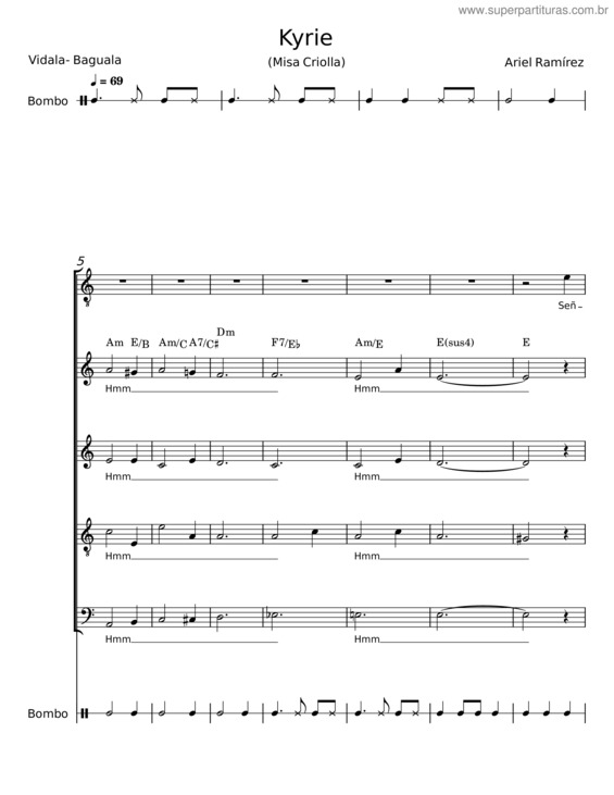 Partitura da música Misa Criolla v.2