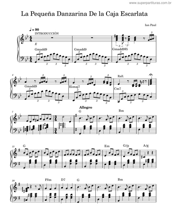 Partitura da música Misc Soundtrack – Misc Soundtrack La Pequeña Danzarina De La Caja Escarlata