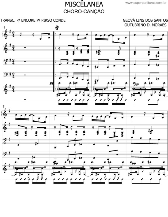 Partitura da música Miscelanea