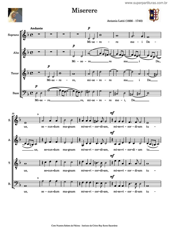 Partitura da música Miserere – Antonio Lotti