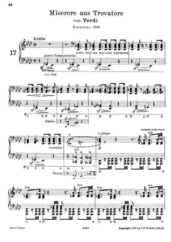 Partitura da música Miserere Du Trovatore S.433