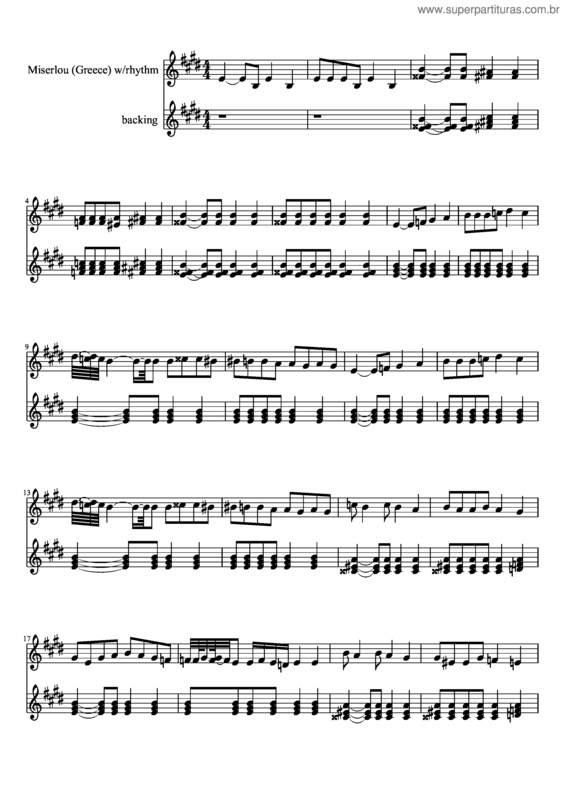 Partitura da música Miserlou