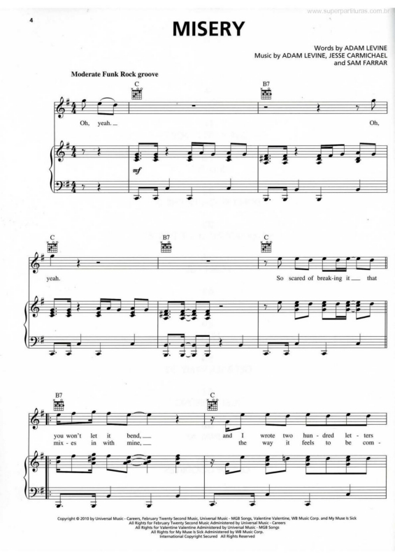 Partitura da música Misery v.3