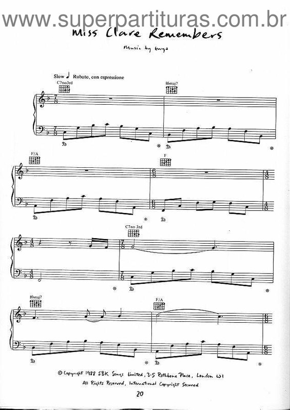 Partitura da música Miss Clare Remembers v.2