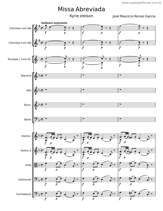 Partitura da música Missa Abreviada – José Maurício Nunes Garcia