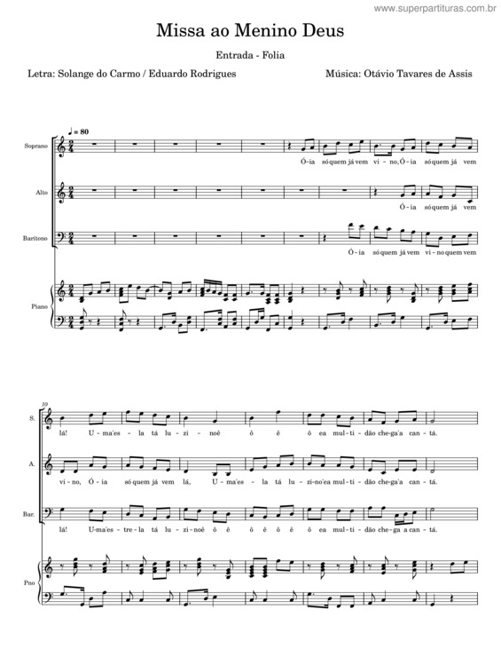 Partitura da música Missa Ao Menino Deus