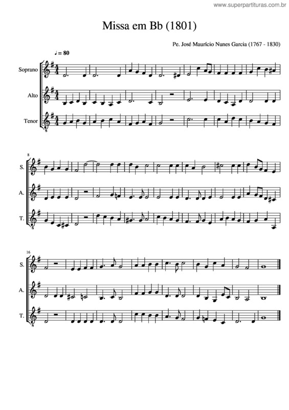Partitura da música Missa Bb – Ten