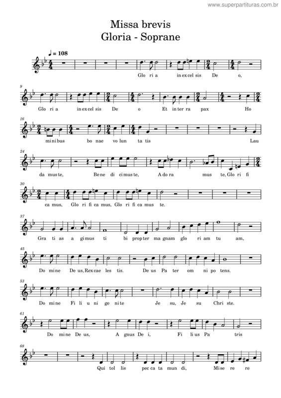 Partitura da música Missa Brevis – Jacob De Haan 1–J. De Haan–Missa Brevis–Gloria–Soprano