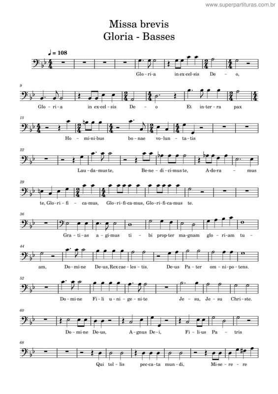 Partitura da música Missa Brevis – Jacob De Haan 4–J. De Hann–Missa Brevis–Gloria – Basse