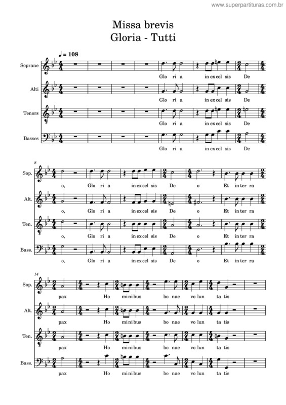Partitura da música Missa Brevis – Jacob De Haan 5–J. De Hann–Missa Brevis–Gloria – Tutti