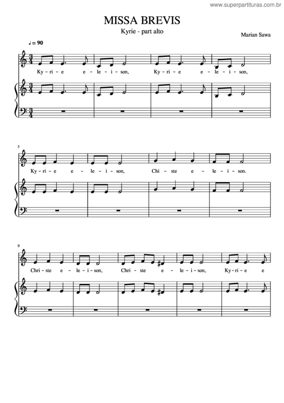 Partitura da música Missa Brevis – Kyrie