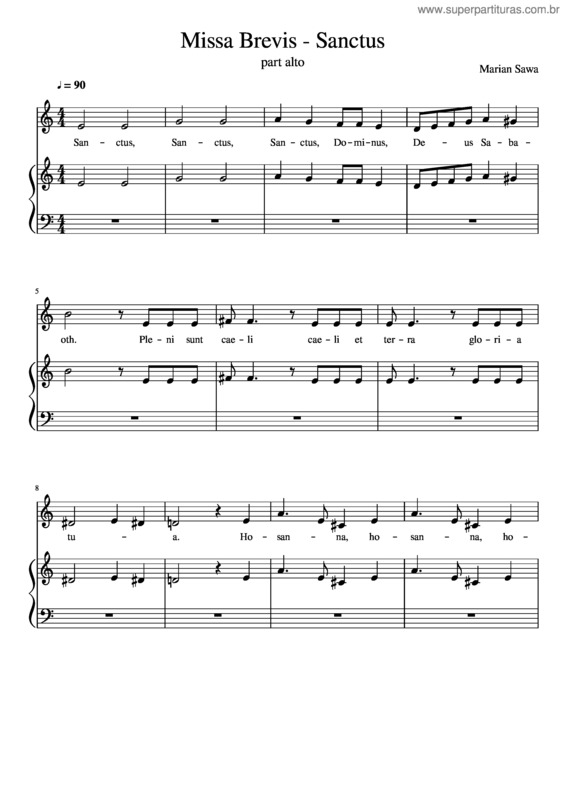 Partitura da música Missa Brevis – Sanctus