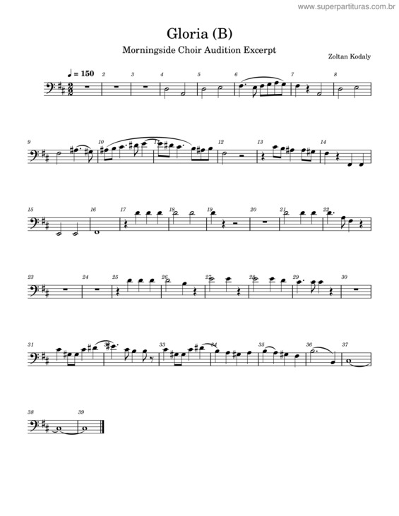 Partitura da música Missa Brevis– Gloria – Zoltán Kodály Gloria v.2