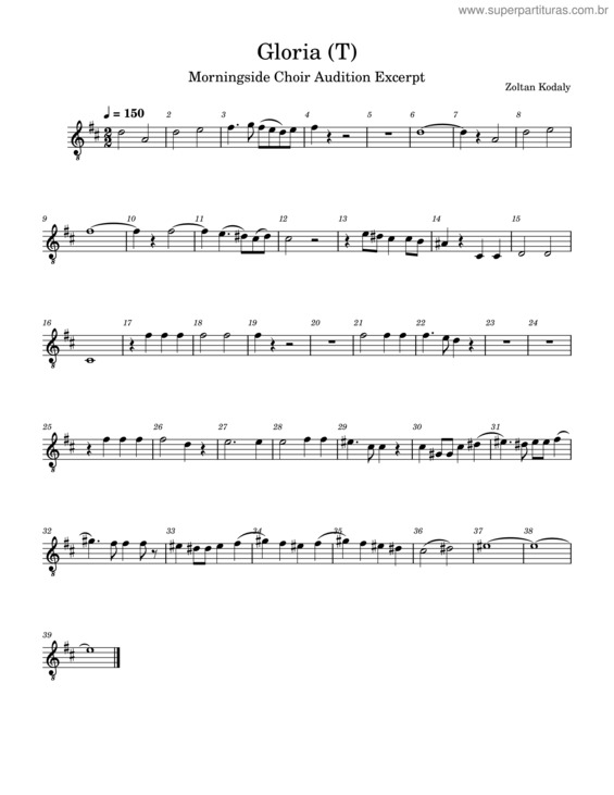 Partitura da música Missa Brevis– Gloria – Zoltán Kodály Gloria v.3