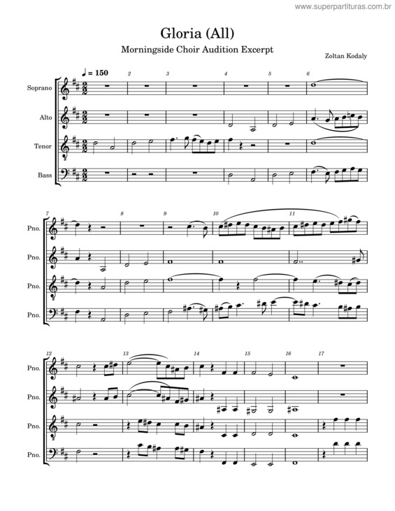 Partitura da música Missa Brevis– Gloria – Zoltán Kodály Gloria v.4