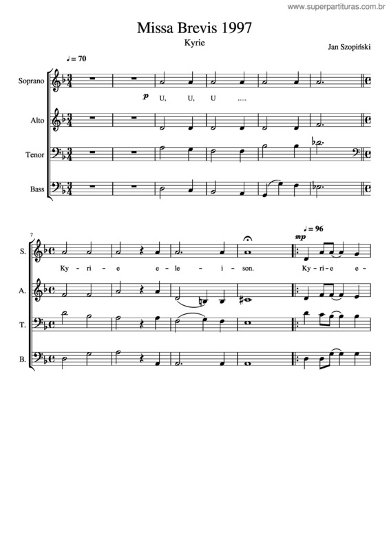 Partitura da música Missa Brevis 1997