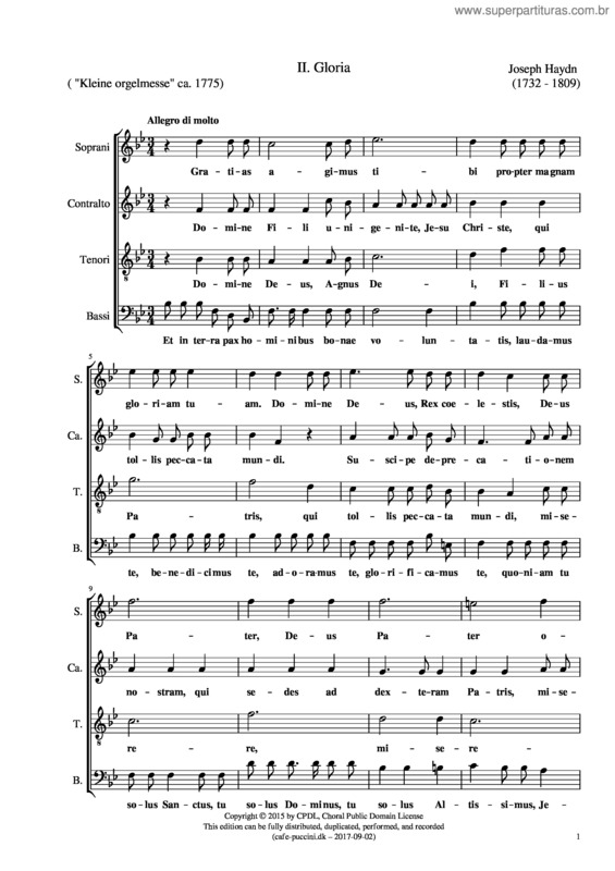 Partitura da música Missa Brevis Gloria