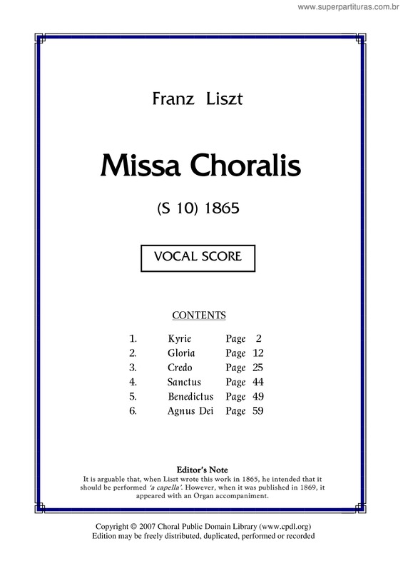 Partitura da música Missa choralis