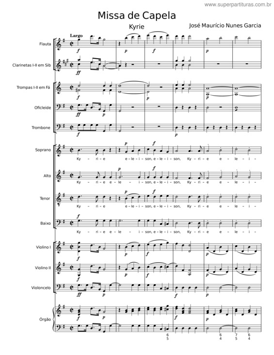 Partitura da música Missa De Capela – José Maurício Nunes Garcia