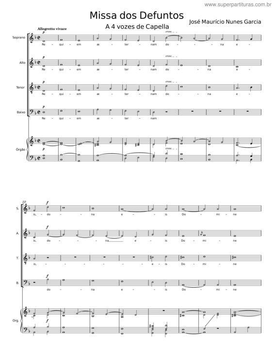 Partitura da música Missa Dos Defuntos – José Maurício Nunes Garcia