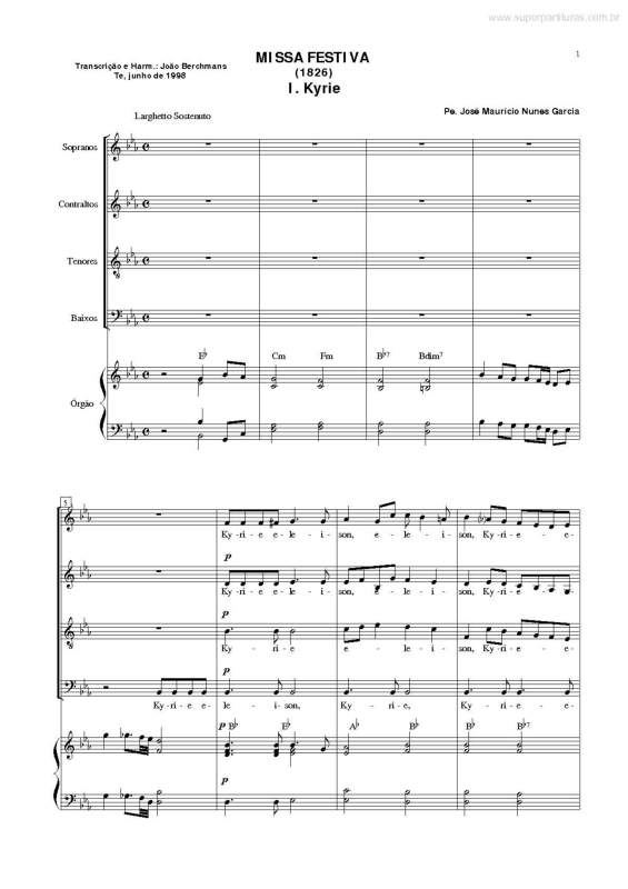 Partitura da música Missa Festiva