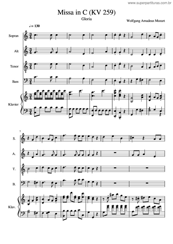 Partitura da música Missa In C