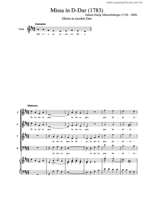 Partitura da música Missa In D–Dur – Gloria